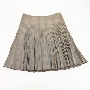 Peserico Wool Pleated Plaid Skirt Brown Size 44 Italy